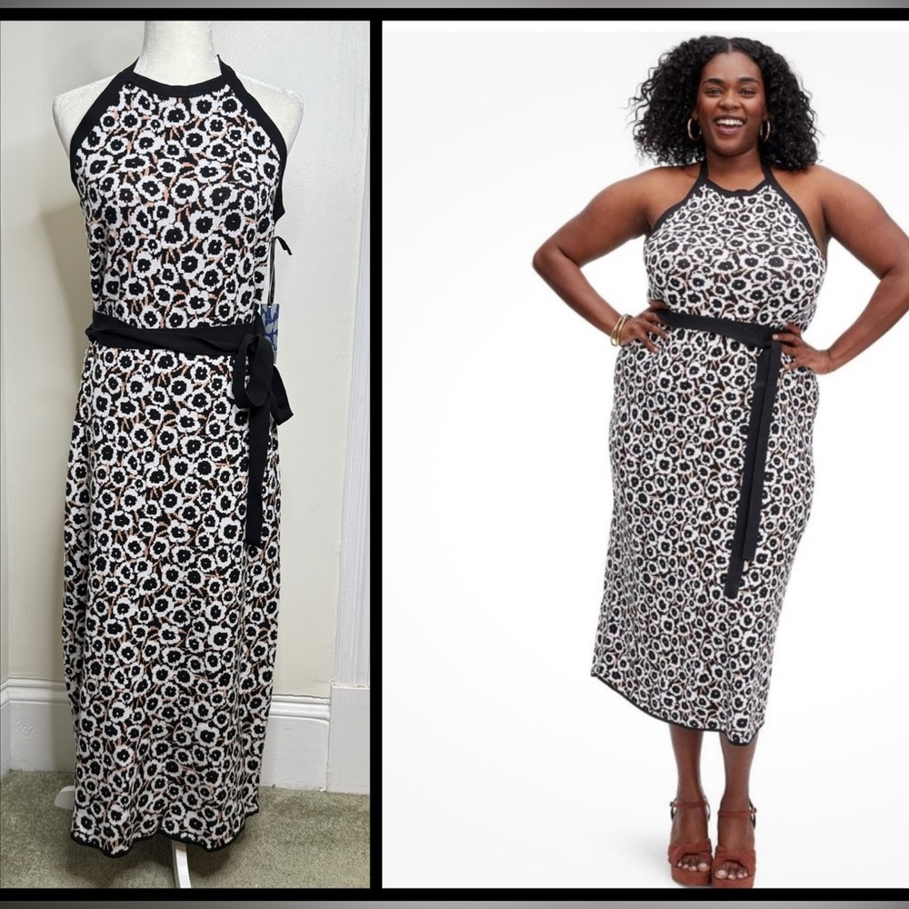 Diane Von Furstenberg Target Collab Poppy Halter Sweater Dress Midi Sz XL